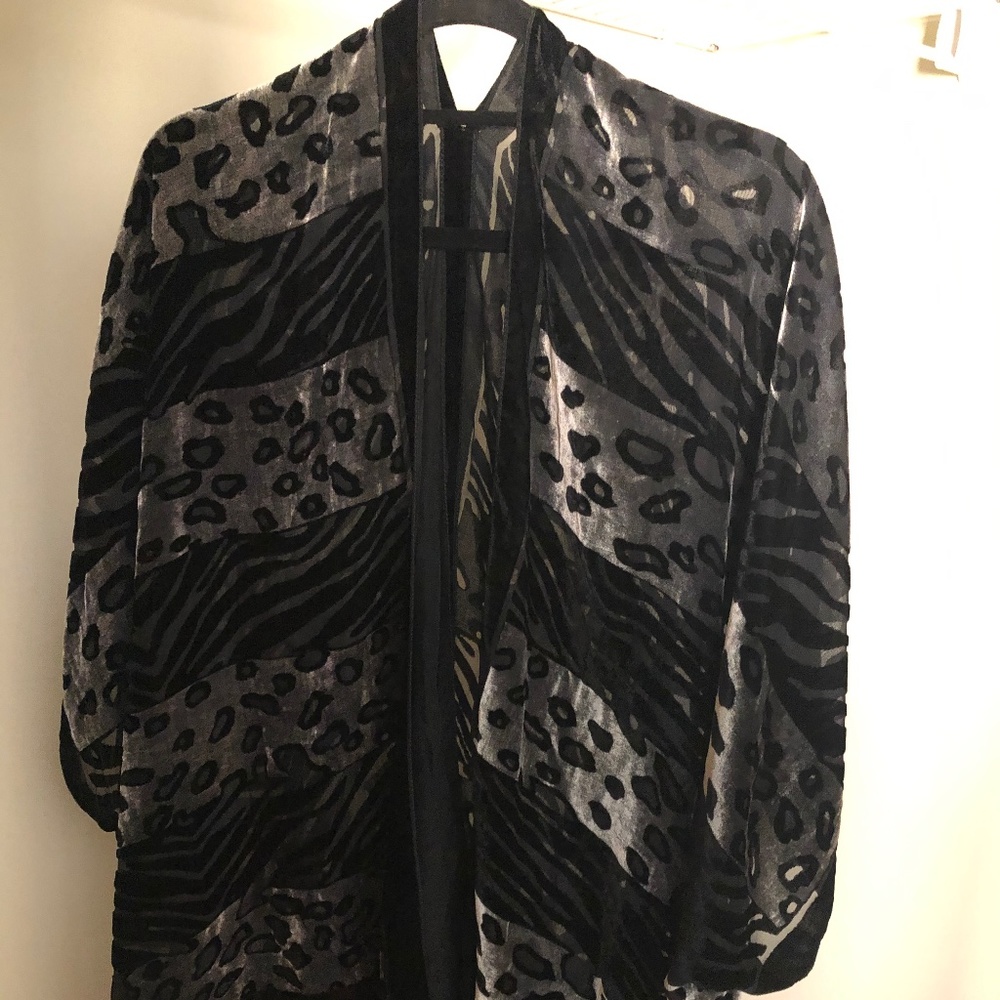 Kimono burnout velvet multi animal print